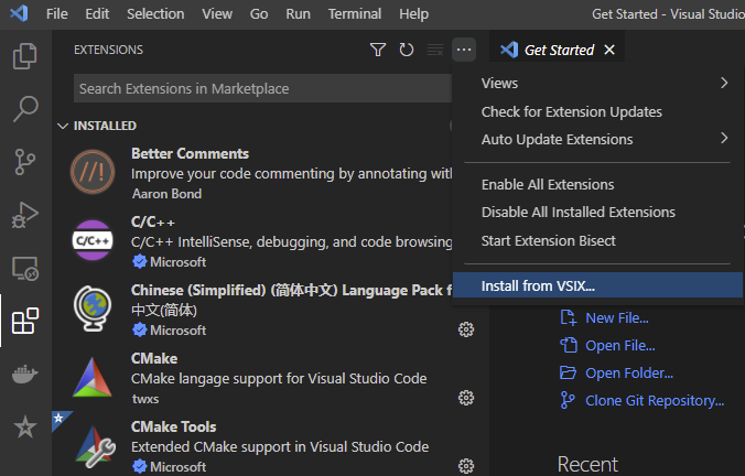 install wamr-ide from vsix install_from_vsix
