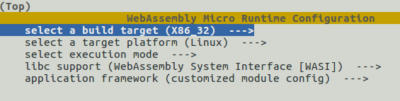 wamr build menu configuration